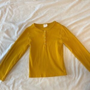 Zara Yellow Long Sleeve ribbed slightly cropped top size 9 youth
